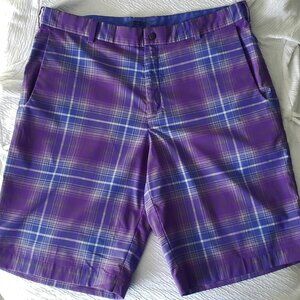 Nike Golf Tour Performance Dri-Fit Plaid Shorts Purple Size 36